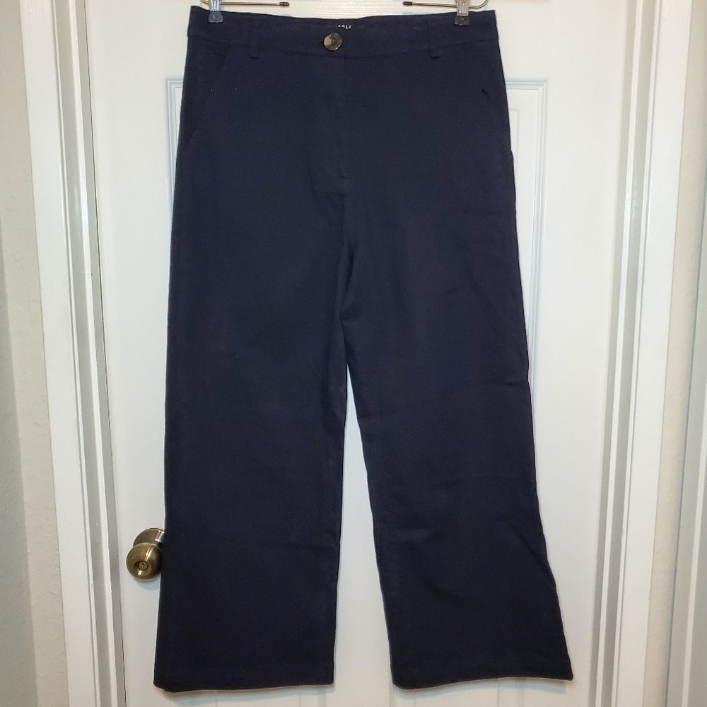 Able Size 12 Wide Leg Crop Pant Black Denim